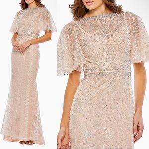 Mac Duggal | Embellished Butterfly Sleeve Column Gown Light Pink A20368